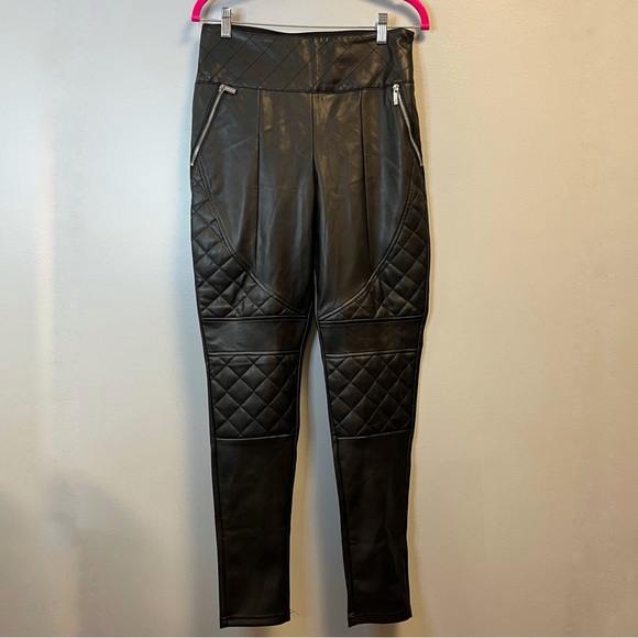 Manière de Voir Black Quilted Vegan Leather Leggings/ Pants Sz 14 NWOT - Picture 1 of 11